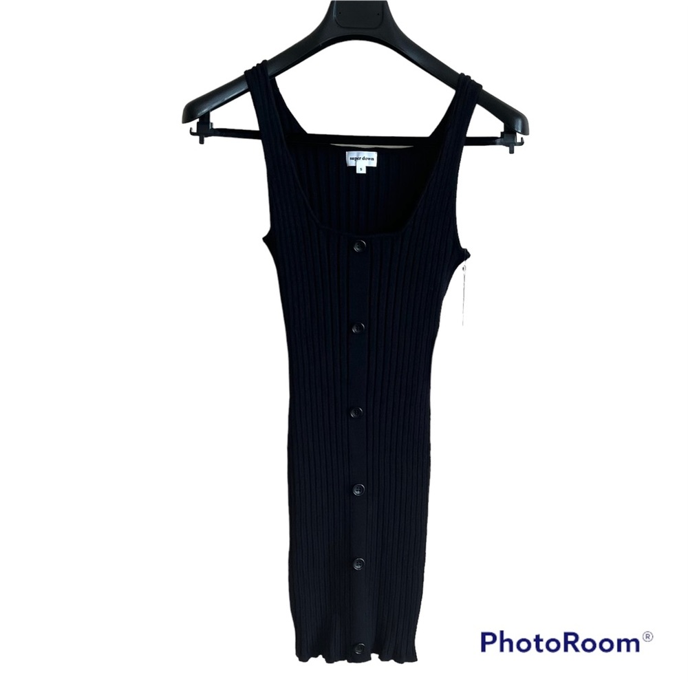 NEW ribbed down tank dress black lbd SUPERDOWN REVOLVE